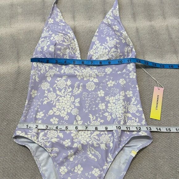 Summersalt Vintage Floral Halter Plunge One Piece Swim Bathing Suit 6 NWT - Picture 2 of 6